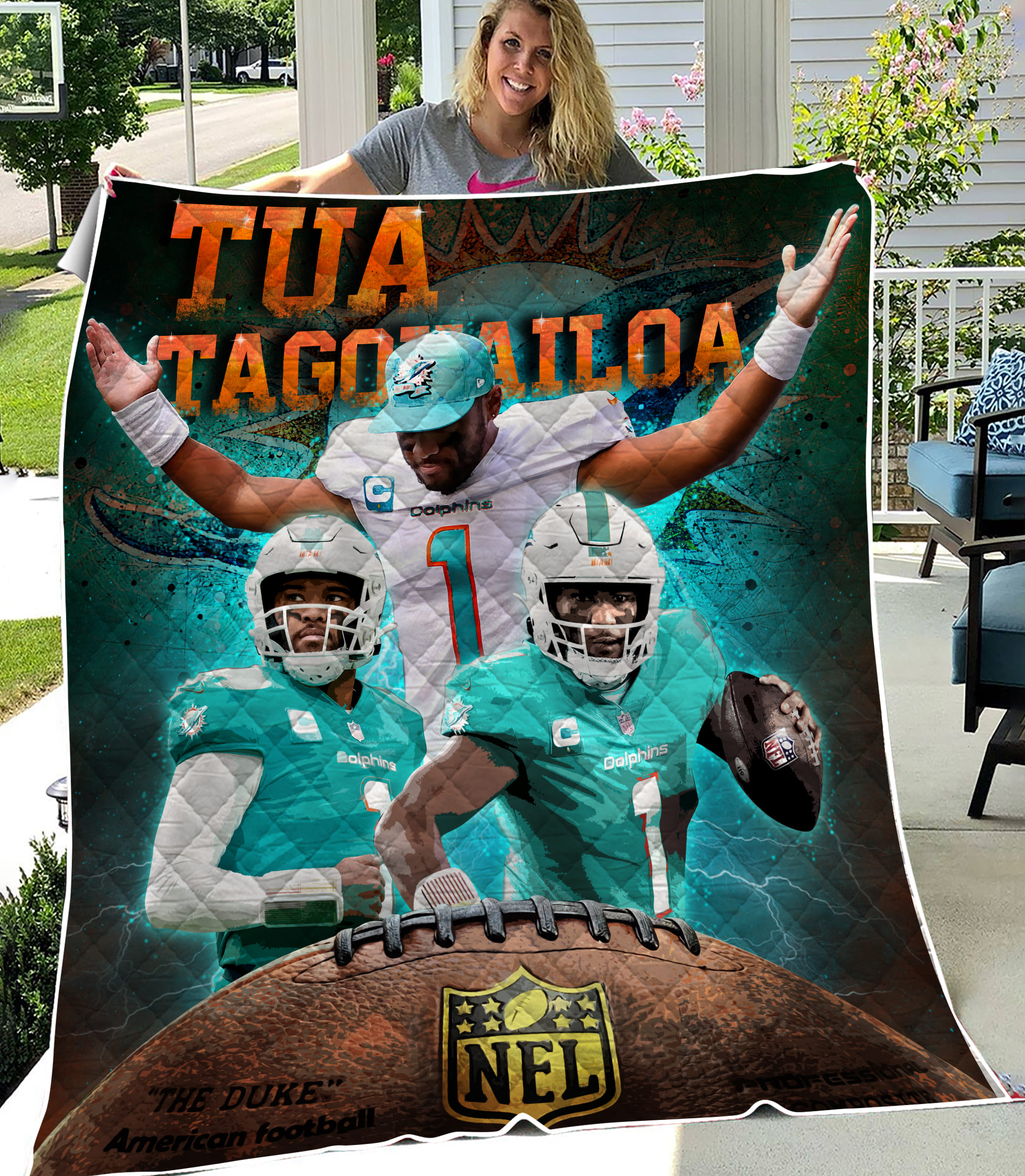 NFL Tua Tagovailoa Of Miami Heat Best Player Quilt Blanket For Best Fan Football Home Decor
