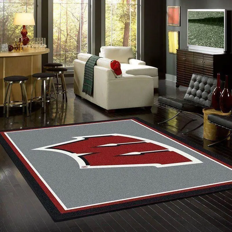 wisconsin badgers area rug football team logo carpet living room rugs rug regtangle carpet floor decor home decor v11130 0