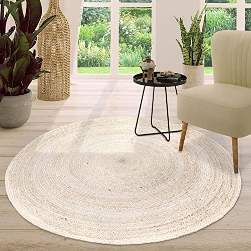 White Round Jute Rug Hand Knitting Carpet Modern Rug Home Decor Best Gift For Bestie NR3