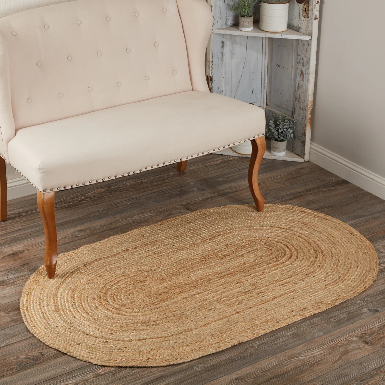 Oval Jute Hand Knitting Vintage Rug Home Decor Gift For Family NR7