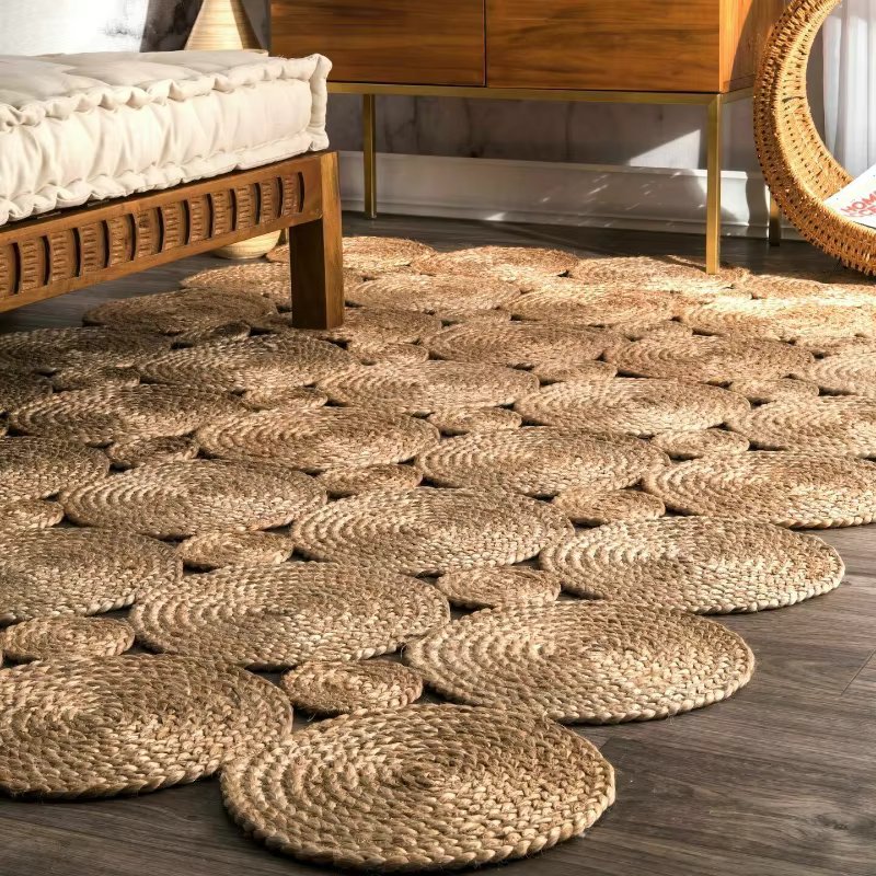 Handmade Natural Jute Reversible Braided Rug Modern Living Room Home Decor NR18