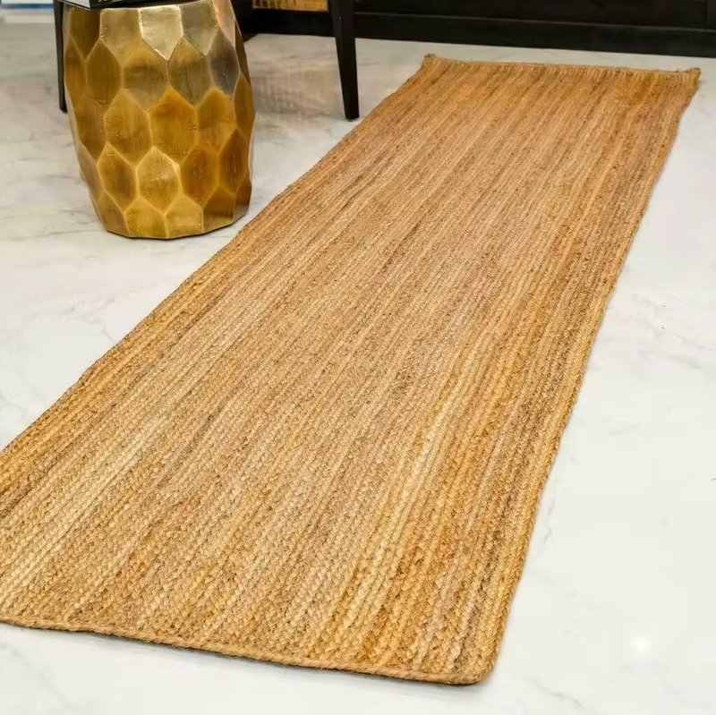 Handmade Reversible Jute Rug Runner Natural Area Rug Living Room Home Decor Gift For Friend NR9