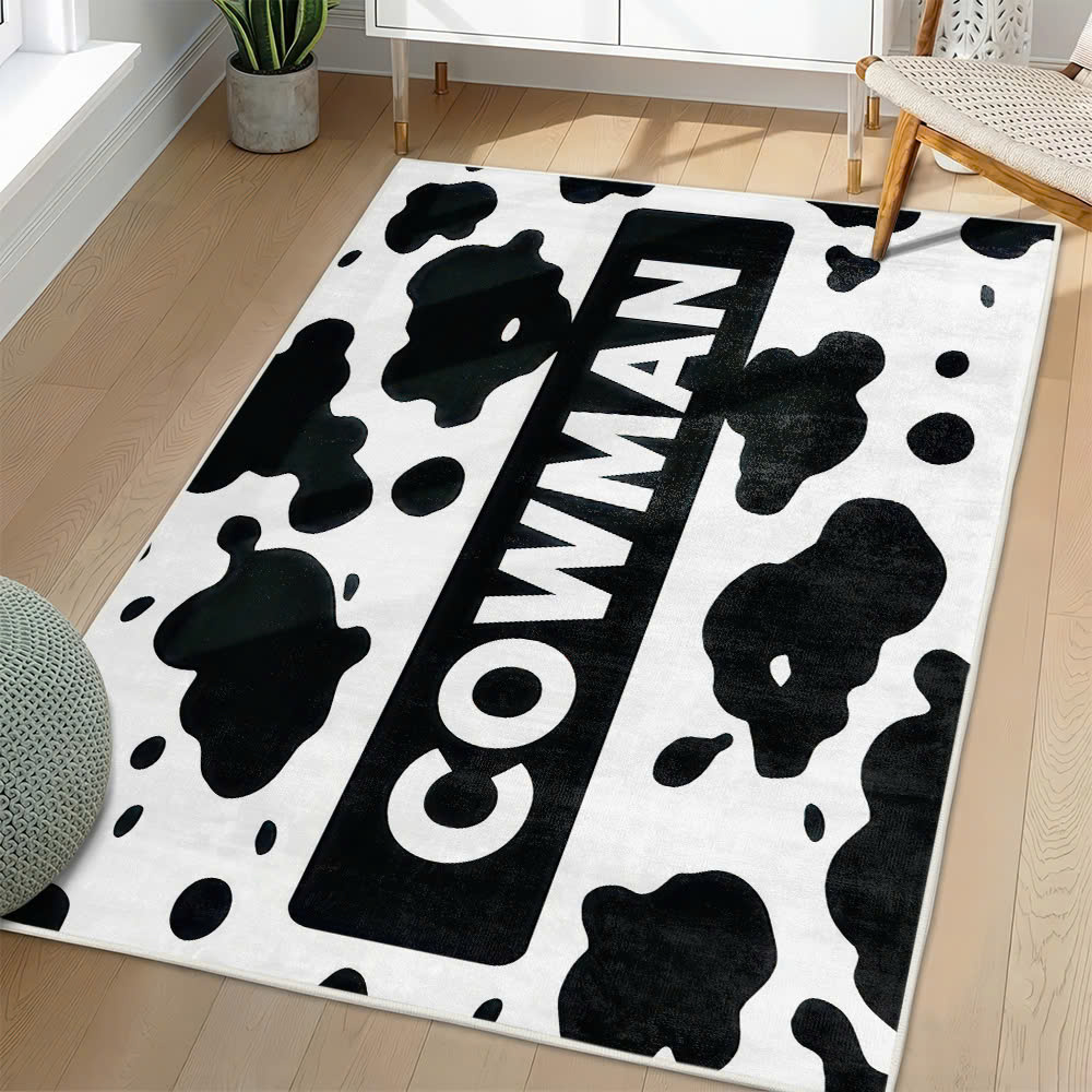 Cow Print Area Rug Non-slip Home Decor Gift